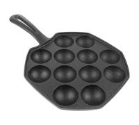 JECOMPRIS Plaque de Cuisson en Fonte pour Takoyaki 12 Trous, Moule à Œufs de Caille Noir, Ustensile Cuisine Ménager Polyvalent pour Pâtisserie au Four et Grillade