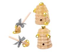 JECOMPRIS Plateau à Étages Décoratif en Bois de Ruche 4 Bâtonnets Abeilles, Ornement Rustique en Paille pour Décoration de Balcon et Fête des Abeilles, Artisanat Naturel et Original