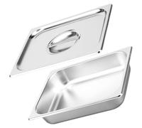 JECOMPRIS Plateau de Service Rectangulaire en Inox 1/2 X 6,5 CM Couvercle, Bac Gastro pour Restauration Rapide et Buffet