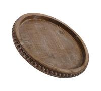 JECOMPRIS Plateau Décoratif Rond Style Français Vintage Marron en Bois | Base Surélevée, Bord Perlé, Usage Multifonction, pour Cafés, Comptoirs Cuisine et Petits Accessoires