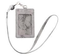JECOMPRIS Porte-badge Marbré Gris Rétractable Cordon, Étui Protection Porte-étiquette Nominative, Porte-carte Élève Transparent pour Bureau, École et Voyage, Porte-badge de Travail Pratique