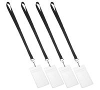 JECOMPRIS Porte-Badge Transparent Rigide Étanche 4 Pièces Lanière Protection Cartes Nominatives Adapté aux Cartes de Jeu et d'Identité Usage Infirmier et Élève