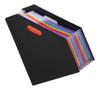 JECOMPRIS Porte-Documents Accordéon A4 Extensible Noir, Organisateur de Reçus et Factures, Dossier de Fichiers Debout en Plastique, Trieur de Bureau Pratique pour Rangement et Classement