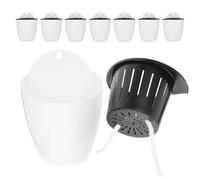 JECOMPRIS Pots de Fleurs à Arrosage Automatique 8pcs Jardinières Murales Minimalistes en Plastique Blanc Décoration Intérieure Facile pour Plantes D'intérieur