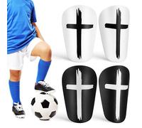 JECOMPRIS Protège-Tibias de Football Petits en Polyuréthane Respirant, Taille S, 2 Paires Noir et Blanc, Équipement de Protection pour Entraînement et Matchs Juniors et Adultes