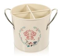 JECOMPRIS Seau à Couverts en Acier Inoxydable, Porte-vaisselle Ménager Grand Format Compartiments Multiples, Organisateur de Baguettes et Porte-couverts Cuisine Rétro, Panier D'égouttage