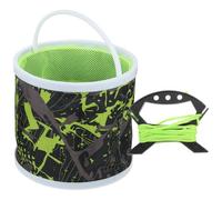 JECOMPRIS Seau Pliable de Pêche 17 Cm Hauteur X 18 Cm Diamètre en Toile avec Filet Intégré et Corde à Eau, Conteneur à Poissons Vivants Multifonction pour Camping et Couleur Aléatoire