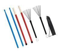 JECOMPRIS Set de Brosses à Tambour en Fil Métallique avec Manche Antidérapant et Paquet de Rangement, Accessoires Solide pour Joueurs D'orchestre et Étudiants