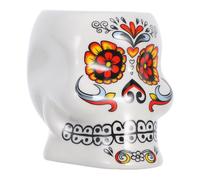 JECOMPRIS Tasse à Cocktail Créative en Céramique Blanche Motif Crâne Fleuri Capacité Moyenne pour Fêtes Hawaïennes Décoration Originale et Verre à Cocktail Polyvalent