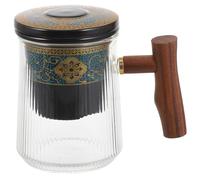 JECOMPRIS Tasse à Thé Céramique avec Infuseur et Manche Bois Mug Verre pour Infusion Tasse Eau Élégante pour Maison et Bureau Résistante Chaleur et Facile à Tenir