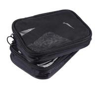 JECOMPRIS Trousse de Toilette de Voyage Lisse 2pcs Noir en Polyester Pochette Cosmétique Multifonction pour Organiser Maquillage en Déplacement