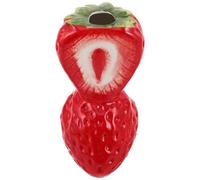 JECOMPRIS Vase à Fleurs en Céramique 15 Cm Forme Fraise Rouge Décoratif pour Salon et Cheminée, Petit Vase Original Multifonction pour Composition de Fleur et Décoration Intérieure