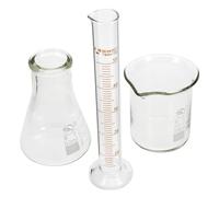 Jecompris Verrerie De Laboratoire Ensemble Complet Avec BéCher Gradué Cylindre Gradué En Verre Et Fiole Conique Pour Mesures PréCises En Chimie Et Sciences