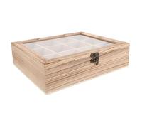 JECOMPRIS Vitrine à Cristaux en Bois avec 16 Compartiments Boîte de Rangement Compartimentée pour Collection de Minéraux et Pierres Naturelles Coffret pour Spécimens Minéraux pour