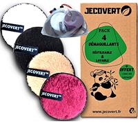 JECOVERT Coton Démaquillant Lavable Réutilisable Bambou Bio | Disques Lingette Démaquillante Lavables Microfibre pour yeux visage bébé peaux grasse | Carrés Eponge nettoyante Ecologique | Lot de 4 pcs