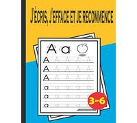 J'écris, j'efface et je recommence: d'écriture des lettres de l'alphabet à remplir ,Tracer les lettres de l'alphabet - Adapté pour les enfants entre 3 et 6 ans, 8,5 x 11 ,cadeau pour enfants.
