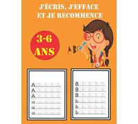 J'écris, j'efface et je recommence: d'écriture des lettres de l'alphabet à remplir ,Tracer les lettres de l'alphabet - Adapté pour les enfants entre 3 et 6 ans, 8,5 x 11 ,cadeau pour enfants.