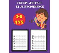 J'écris, j'efface et je recommence: d'écriture des lettres de l'alphabet à remplir ,Tracer les lettres de l'alphabet - Adapté pour les enfants entre 3 et 6 ans, 8,5 x 11 ,cadeau pour enfants.