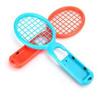 Jectse 1 Paire de Rackers de Tennis Gandage de Mouvement Contratteur Scratch - Résistant pour Les Accessoires de Console de Jeu ABS Red + Blue 2 Racket 2 Rope Rope (Rouge + Bleu (boîte de Couleur))