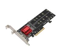 Jectse Adaptateur Double M.2 PCIe NVMe, 2xM.2 PCIe 3.1, PCIe 3.1 X8, Prise en Charge de, Compatible avec M.2 SSD PCIe NVMe 2230-22110, Bande Passante 2 Go/s, Puce ASMedia ASM2812,