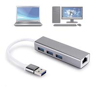 Jectse Adaptateur USB3.0 Hub USB sur RJ45 Détection CROSTE pour OS, DM-HE83 Aluminium Alloy Caby Networking Carte 100m USB + 3.0 Hub Adaptateur pour Les Accessoires Informatiques