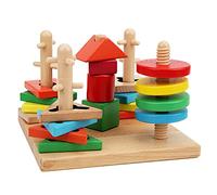 Jectse Blocs de Construction Jouet éducatif en Bois coloré Jouet D'intelligence de Construction pour Les Enfants de Plus de 1 an, Ensemble de 20 Blocs pour L'équilibre de l'exercice et Le (Disque de