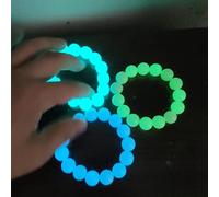 Jectse Bracelet de Perles Fluorescentes, Cordon Porte-bonheur Qui Brille dans le pour la Richesse et la Chance, pour Matériau Familial, Pierre Lumineuse, Lot de 3 Pièces (Jaune Vert + Bleu Vert +