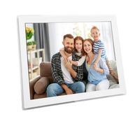 Jectse Cadre d'image Numérique WiFi de 15 Pouces, écran Tactile Smart Electronic Photo Frame avec Application, 1024x768 FHD IPS, Support Mural de Rotation Automatique, (Prise UE)
