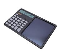 Jectse Calculatrice de Base Portable avec Bloc-Notes et Stylet, Calculatrice D'énergie Solaire à Grand écran à 12 Chiffres avec Tablette Effaçable, Fournitures Scolaires pour Lycée et (Black)