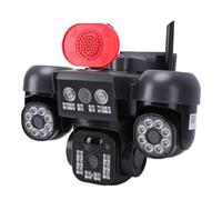 Jectse Caméra de sécurité à Triple Objectif, à 360°, 3 Objectifs Indépendants avec Détection de Mouvement PIR, IA et Panneau Solaire, pour la sécurité Extérieure de Votre Domicile.