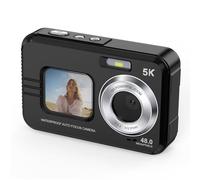 Jectse Caméra sous-Marine 5K, Appareil Photo Numérique étanche à Double écran Autofocus 48MP avec Carte de 32 Go pour la Plongée en Apnée et la Natation (Black)