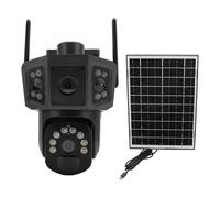 Jectse Caméras de sécurité Solaire 8MP, Caméras PTZ Panoramiques à Double Objectif 355 ° avec Suivi Automatique, Alerte de Détection Humaine, Came sans Fil Extérieure IP66 (Version de l'UE)