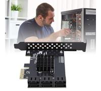 Jectse Carte D'extension SATA 3.0 à 6 Ports, Prise en Charge de la Puce de Contrôleur RTL9100, pour Emplacements PCIe 4X, 8X et 16X, avec Support à Profil Bas