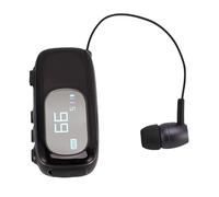 Jectse Casque Bluetooth à Clipser, Casque sans Fil Ergonomique Rétractable avec Affichage Numérique de la Puissance LCD, Alerte de Vibration, Annonce Vocale, pour la Conduite (Noir brillant galvanisé)