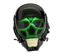 Jectse Casque de Masque Cyber Punk, Casque Lumineux de Crâne de Cosplay avec Télécommande Vocale, 10 luminosité Réglable, 8 Modes Dynamiques Monochromes, Casque de Cosplay D'Halloween