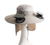 Jectse Chapeau de Ventilateur Solaire à Bord Large, Chapeau de Pêche en Plein Air à Courant Solaire pour Les Hommes, Randonnée, Chapeau de Pêche avec Un Contrôle de la Voix AI avec