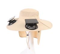 Jectse Chapeau de Ventilateur Solaire à Bord Large, Chapeau de Pêche Respirant en Plein Air avec 2 Ventilateurs, USB et Solaire, UV de Crème Solaire de l'ombre, pour la Pêche au