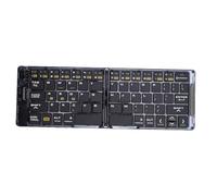 Jectse Clavier Bluetooth Pliable, Touches de Commutation à Ciseaux avec 12 Raccourcis Multimédia et Couverture en Cuir, Bluetooth 5.0 pour iOS PC Ordinateur Portable Tablette Téléphone