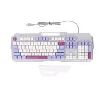Jectse Clavier de Jeu en Panneau Métallique, Clavier de L'ordinateur câblé RVB RETRACKLIT, 104 Touches Feel USB Clavier USB avec Poignet pour Le Jeu PC PC (Purple)