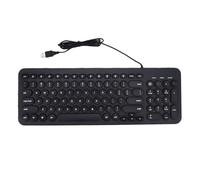 Jectse Clavier Filaire USB Compact, Touches Rondes Silencieuses Multifonctions, Conception Ergonomique avec Touches Multimédia Dédiées, pour Ordinateur de Bureau, Ordinateur Portable, (Black)