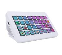 Jectse Clavier Macro LCD Programmable à 32 Touches, Contrôleur de Studio Visuel Personnalisable avec Affichage en Temps Réel pour PC, Streaming Vidéo en Direct, Montage Vidéo, (White)
