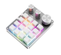 Jectse Clavier Mécanique à Une Main, 16 Touches et 3 Boutons, Clavier Programmable Macro Filaire USB, Prend en Charge Les Touches de Raccourci, Contrôle du Volume avec Rétroéclairage (White)
