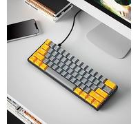 Jectse Clavier Mécanique LED rétro-éclairé, Interrupteur Bleu, Rouge, 61 Touches N-Key Rollover pour Les Amateurs de Jeux, ABS Noir/Blanc/Jaune (Interrupteur Bleu)