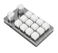 Jectse Clavier programmable à 12 touches avec 2 boutons, copier/pâte/sélectionner tous/couper tous/raccourcis, clavier à tige verte résistant à la poussière, clavier macro mécanique à une main 13,2 x