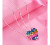 Jectse Colliers avec Pendentif en Forme de Cœur à Paillettes Best Friends, Bijoux d'amitié pour Adolescents, Ensemble de 2 Colliers à Breloques Demi-cœur pour Colocataires, Camarades de Classe (Pente)