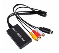 Jectse Convertisseur S-Vidéo AV vers HD, Sortie 1080P CVBS AV vers HD, Convertisseur D'interface Multimédia avec Plug and Play, pour Moniteurs HDTV, Lecteurs DVD VHS, Anciennes Consoles