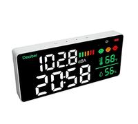 Jectse Décibelmètre a mené 4 en 1, Sonomère Murale Gamme 30-130db Grand écran a mené 11 Pouces, Bruit + Température + Température + humidité pour la Salle de Classe, Studio, Maisons, Usine