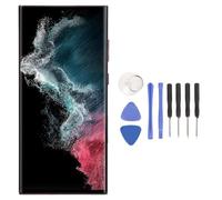 Jectse Écran de Remplacement de 6,8 Pouces pour S22 Ultra 5G SM S908U, écran LCD Multi-Touch 500 Ppi avec Capteur D'empreintes Digitales, Cadre et Pièces de Rechange (Rouge)