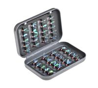 Jectse Ensemble de Leurres de Pêche à la Mouche en Métal Durable, 40 Pièces, Leurres Compacts à Tête Rouge et Corps Vert, Crochet à Mouche à Mimétisme élevé pour Un équipement de Pêche Bien rangé et