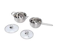 Jectse Ensemble de Marmites de Cuisson avec Couvercles, Marmite à Lait en Acier Inoxydable, Marmite à Soupe à Double Poignée pour la Cuisine